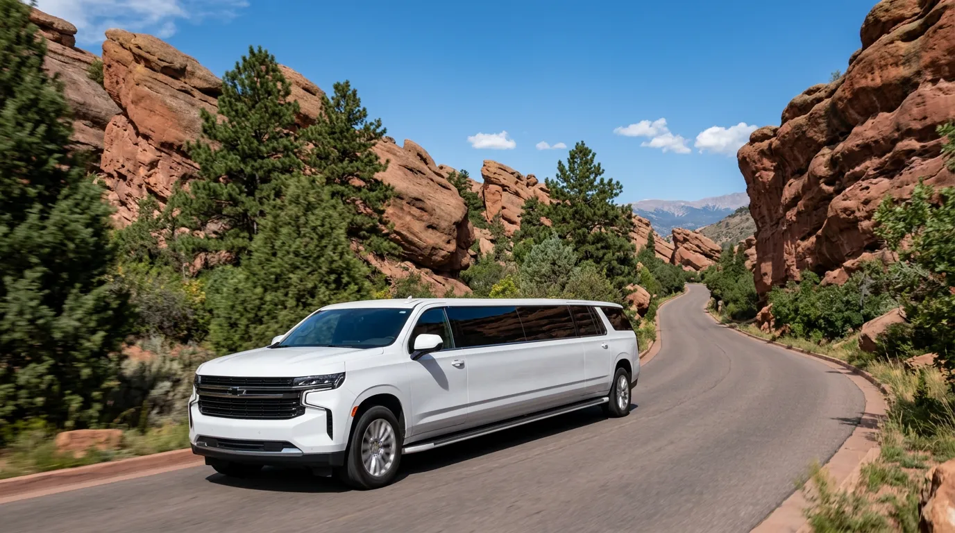 Greenwood Village white Chevy Suburban 20 passenger stretch limo