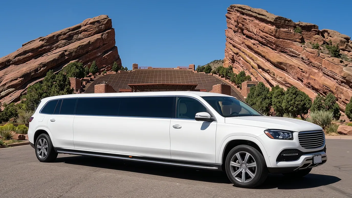 Greenwood Village white Mercedes GLS 18 passenger stretch limo