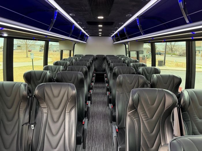 Coach bus leather seats – Greenwood Village limo service